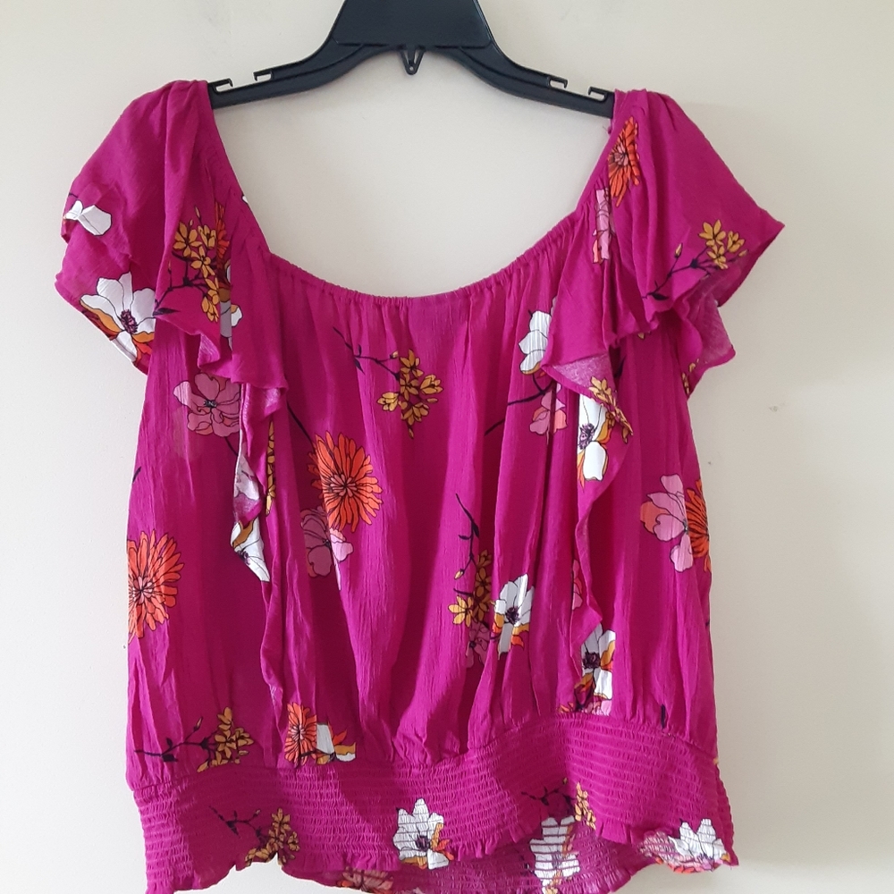 A.n.a Pink Floral Flouncy Summer Shirt NWT XXL